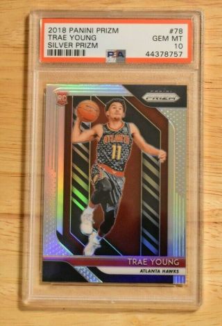 Psa 10 2018 Panini Prizm Silver Refractor Trae Young Rookie Rc Gem Hawks