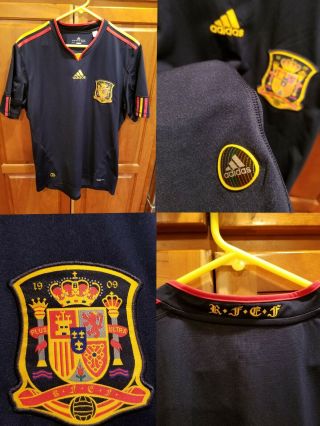 Men’s Adidas Rfef Spain National Team Football Soccer Jersey Shirt 2010 Large