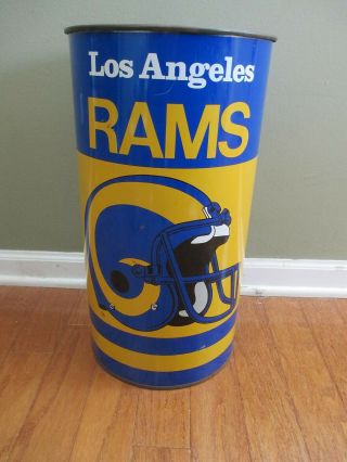 Metal Trash Garbage Can Vintage Nfl Football Los Angeles Rams Helmet 19 " High