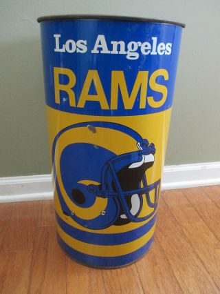 Metal Trash Garbage Can Vintage NFL Football Los Angeles Rams Helmet 19 