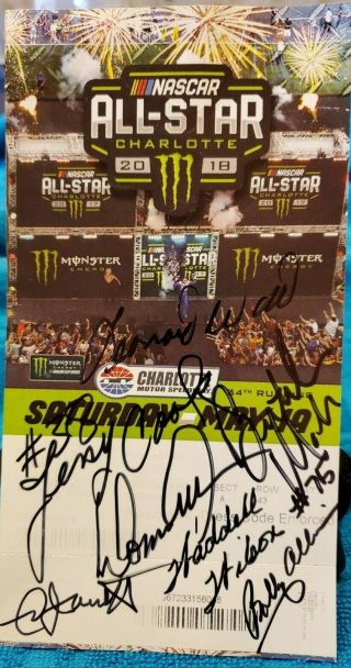 2018 Nascar All Star Race Ticket Stub Hand Signed Autographed