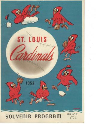 1952 Baseball Program Brooklyn Dodgers St.  Louis Cardinals Jackie Robinson Fair
