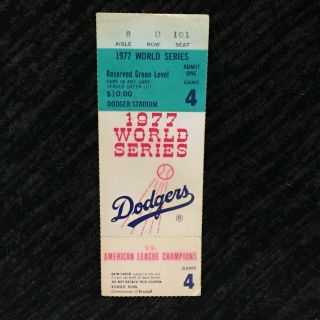 1977 World Series Yankees Dodgers Game 4 Ticket Stub Reggie Jackson Hr 8/0/101