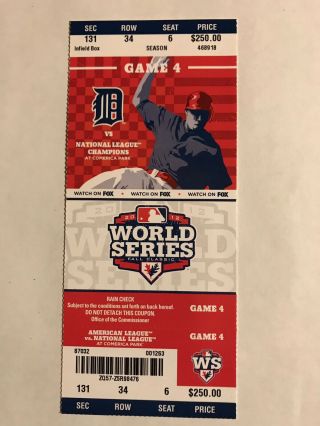 2012 World Series Game 4 Full Ticket Comerica Park Giants Clincher