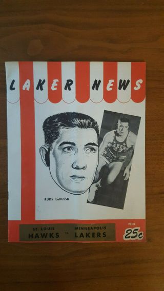 1959 - 60 Minneapolis Laker News Nba Program,  Vs St.  Louis Hawks