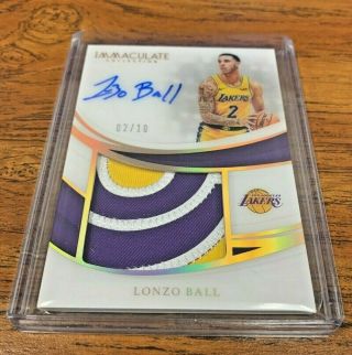 2018 - 19 Immaculate Lonzo Ball Premium Patch Auto Jersey 2/10 Filthy Patch