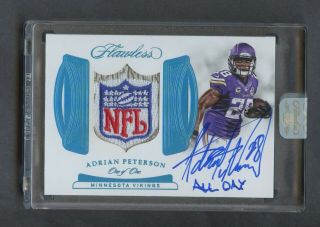 2018 Flawless Adrian Peterson Vikings Nfl Shield Logo Patch All Day Auto 1/1