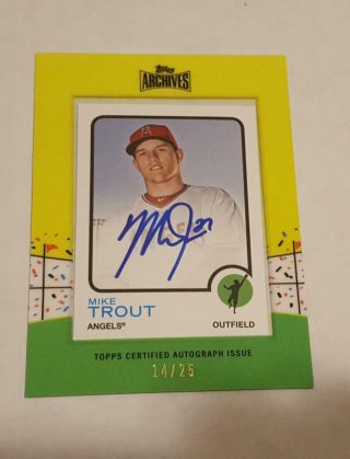 2013 Topps Archives Mike Trout Auto 1973 Framed Autograph /25 Angels