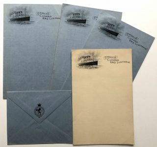 Cunard Line / Rms Lusitania Ca 1910 Sheets Of Stationary