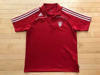 Euc Adidas Indiana Hoosiers Soccer Red Polo Jersey Shirt Sz L Mens Football