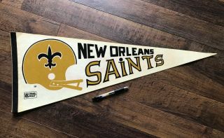 Vintage Nfl Orleans Saints 60s 70s 2 Bar Helmet Logo Football Pennant Full