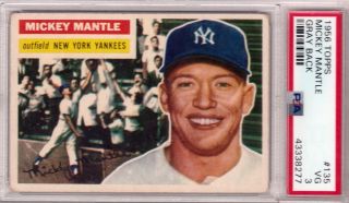 1956 Topps 135 Mickey Mantle Psa 3 Centered