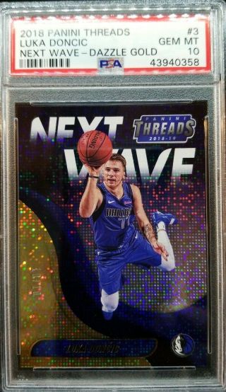 2018 - 19 Panini Threads Luka Doncic Next Wave Gold 10/10 Last One Made Psa 10