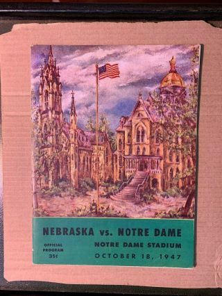 1947 Notre Dame Fighting Irish Vs Nebraska Cornhuskers Football Program Good