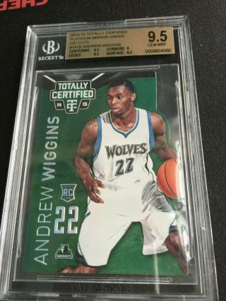 2014 - 15 Totally Certified Mirror Rc Platinum Green Andrew Wiggins 4/5 Bgs 9.  5