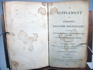 A Supplement to Johnson ' s English Dictionary by George Mason 1803 York 3