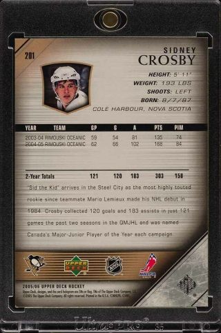 2005 Upper Deck Young Guns Sidney Crosby ROOKIE RC 201 (PWCC) 2