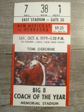 1979 Nebraska Cornhuskers V Mexico State Aggies Football Ticket Stub