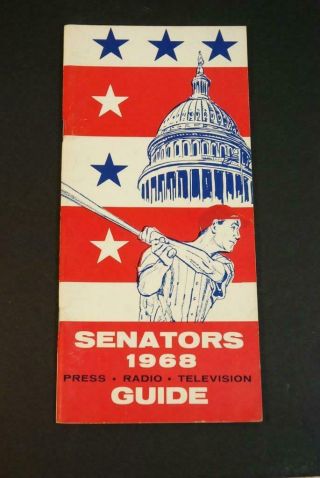 1968 Washington Senators Baseball Roster News Media Guide Logo Stadium Cover