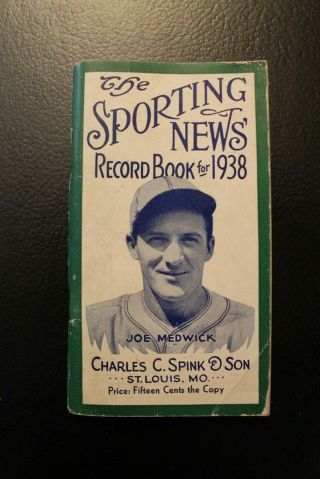 The Sporting News Record Book For 1938 Featuring Joe Medwick Cardinals Ex To Exm