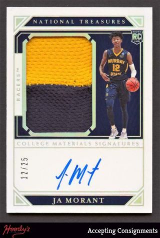2019 - 20 National Treasures College Silver Ja Morant Rpa Patch Auto 12/25 Rc