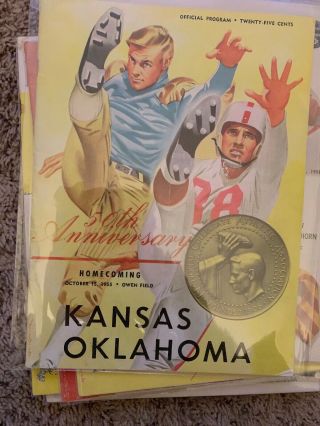 1955 Oklahoma Sooners Kansas Jayhawks Football Program Norman Vintage Ou