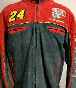Jeff Gordon Vintage Chase Dupont Hendrick Nascar Racing Leather Jacket Men 