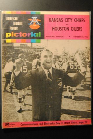 1966 Kansas City Chiefs Vs Houston Oilers Afl Football Program - Hank Stram