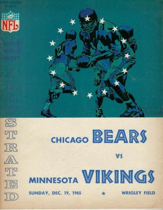 1965 12/19 Nfl Football Program Minnesota Vikings Chicago Bears,  Wrigley Field Vg