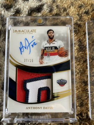 Anthony Davis 18 - 19 Immaculate Basketball Acetate Auto Gold Prem.  Patch 07/15.
