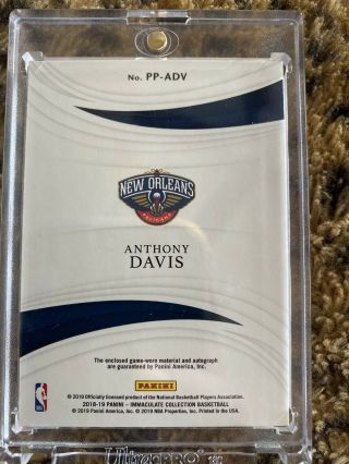 Anthony Davis 18 - 19 Immaculate Basketball Acetate Auto Gold Prem.  Patch 07/15. 2