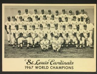 1967 St Louis Cardinals World Series Champions Team Photo Card Roger Maris