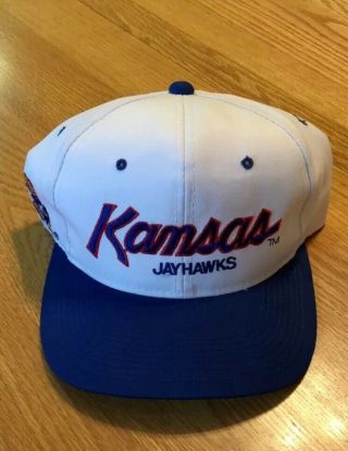 Vintage Sports Specialties Script Kansas Jayhawks Ncaa Snapback Hat