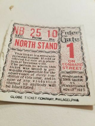 1923 Penn State Football Vs.  Pennsylvania Ticket Stub