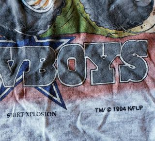 Vintage 1994 Dallas Cowboys Team NFL Character Shirt Xplosion T - Shirt Large USA 3