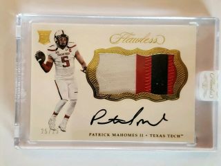 Patrick Mahomes Ii 2017 Panini Flawless Rookie Patch Autograph 25/25 3 - Colors