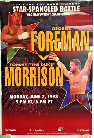 George Foreman Vs Tommy The Duke Morrison 27 X 40 Official Fight Poster Boxing