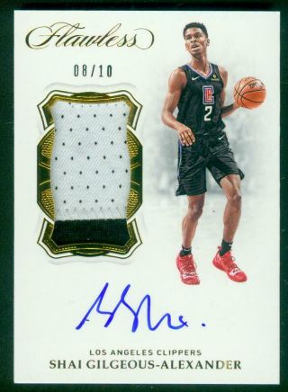Shai Gilgeous - Alexander 2018 - 19 Panini Flawless Rookie Patch Auto Rc Gold 08/10