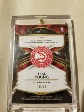 Trae Young 2018 - 19 Panini Select Rookie RC Tie - Dye Prizm Patch Auto 10/25 2