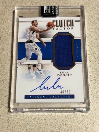 2018 - 19 National Treasures Clutch Factor Rpa Auto Patch Luka Doncic 46/99 Mavs