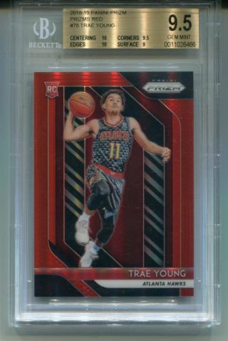 2018 - 19 Panini Prizm Rc 78 Trae Young Red Prizm 183/299 Bgs 9.  5