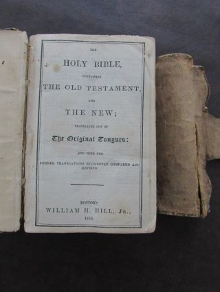 1864 Civil War Pocket Holy Bible 2 7/8 " X 4 3/4 " Boston Printing William H.  Hill