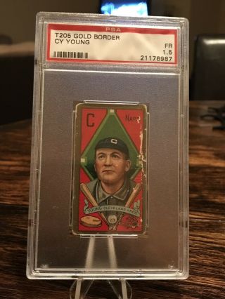 1911 T205 Gold Border Cy Young Psa 1.  5 Sweet Caporal Back