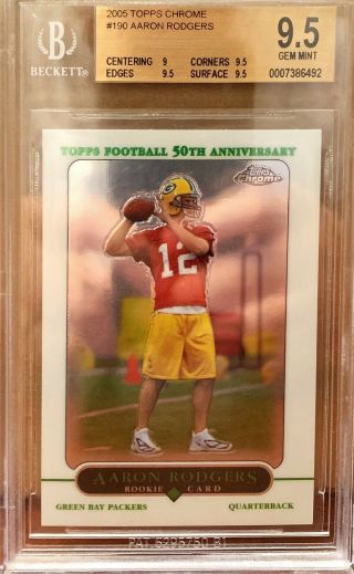 2005 Topps Chrome 190 Aaron Rodgers Packers Rc Rookie Bgs 9.  5