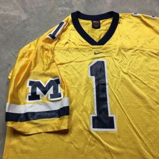 90s Vtg Team Nike University Of Michigan Wolverines Jersey Football L Yellow