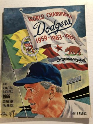 1966 Los Angeles Dodgers Yearbook Sandy Koufax World Champions Walter Alston