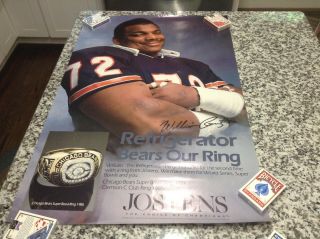 William ‘the Fridge " Perry Jostens Chicago Bears Bowl Ring Poster 23x35