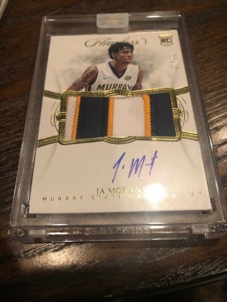 Ja Morant 2019 - 20 Flawless Encased Rookie 3 Color Patch On Card Auto 25/25