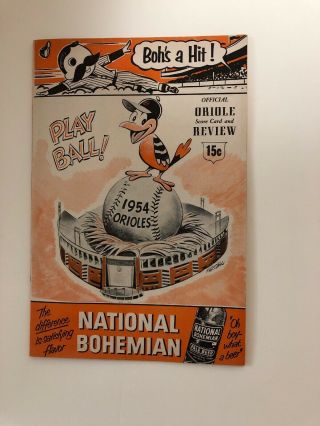 Baltimore Orioles 1954 Official Scorecard Program Inaugural Season Near