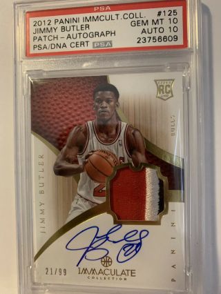 Jimmy Butler 2012 - 13 Immaculate 1/1 Jersey 21/99 Rookie Patch Auto Rc Psa 10/10